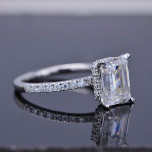 2 Carat Giliarto Emerald Cut Moissanite Hidden Halo Engagement Ring