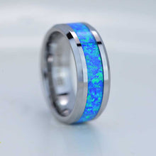Load image into Gallery viewer, Blue Opal Tungsten Carbide  Ring
