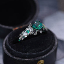 Load image into Gallery viewer, 14K Black Gold Emerald Celtic Engagement Ring
