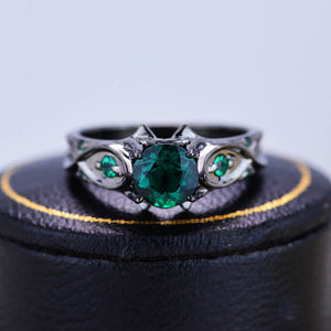 14K Black Gold Emerald Celtic Engagement Ring