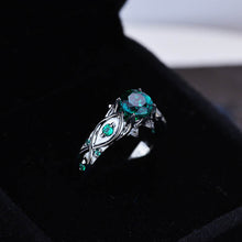 Load image into Gallery viewer, 14K Black Gold Emerald Celtic Engagement Ring
