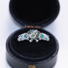 Load image into Gallery viewer, 14K Black Gold Genuine Moss Agate Celtic Engagement Ring
