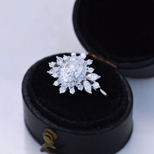 Load image into Gallery viewer, 14K White Gold 1.5 Carat Oval Snowflake Halo Engagement Ring
