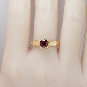 Celtic Ruby Round Center Stone Engagement 14K Rose Gold Ring Wedding Ring