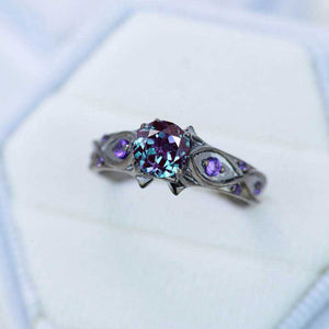 14K Black Gold Alexandrite Celtic Engagement Ring