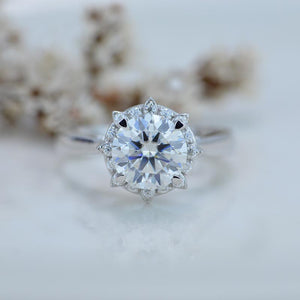 1.5 Carat  Moissanite  Engagement Ring 14K White Gold  Ring