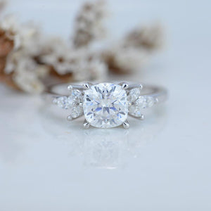 3Ct Cushion Moissanite Engagement Ring, Cushion Moissanite Engagement Ring