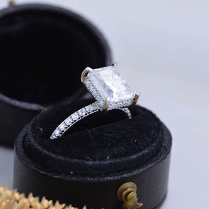 Luxury 3 Carat Giliarto Radiant Cut Moissanite Hidden Halo Engagement 14K White Gold Ring