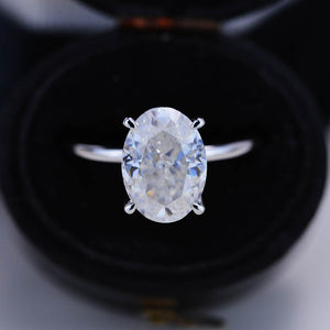 3.5 Carat Oval Cut Moissanite Ring, Hidden Halo Gold Engagement Ring