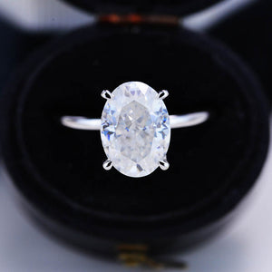 3.5 Carat Oval Cut Moissanite Ring, Hidden Halo Gold Engagement Ring