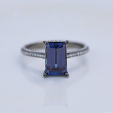 Load image into Gallery viewer, 4ct Emerald Cut Alexandrite Black Gold Engagement Ring
