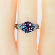 Load image into Gallery viewer, 14K Black Gold 3 Carat Alexandrite Celtic Engagement Ring
