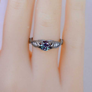 14K Black Gold Alexandrite Celtic Alexandrite Engagement Ring