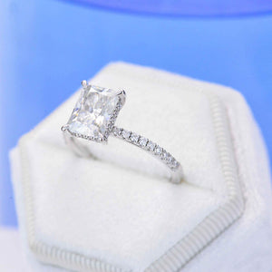 2 Carat Giliarto Radiant Moissanite Hidden Halo Engagement 14K White Gold Ring