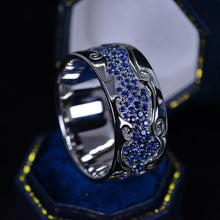 Load image into Gallery viewer, Men&#39;s Ring with Blue Sapphire Stones 14K White Gold Ring
