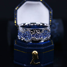 Load image into Gallery viewer, Men&#39;s Ring with Blue Sapphire Stones 14K White Gold Ring
