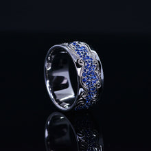 Load image into Gallery viewer, Men&#39;s Ring with Blue Sapphire Stones 14K White Gold Ring
