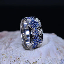 Load image into Gallery viewer, Men&#39;s Ring with Blue Sapphire Stones 14K White Gold Ring
