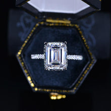 Load image into Gallery viewer, 4 Carat Giliarto Emerald Cut Moissanite Double Hidden Halo Engagement Ring
