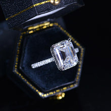 Load image into Gallery viewer, 4 Carat Giliarto Emerald Cut Moissanite Double Hidden Halo Engagement Ring
