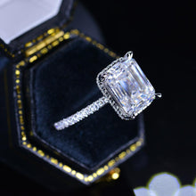 Load image into Gallery viewer, 4 Carat Giliarto Emerald Cut Moissanite Double Hidden Halo Engagement Ring
