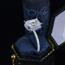 Load image into Gallery viewer, 4 Carat Giliarto Emerald Cut Moissanite Double Hidden Halo Engagement Ring
