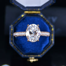Load image into Gallery viewer, 5 Carat Oval Moissanite Hidden Halo Gold Engagement Ring
