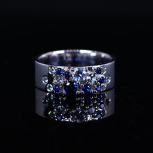 Load image into Gallery viewer, &quot;Stars Sky &quot; Giliarto Men&#39;s Ring with Blue Sapphire Stones 14K White Gold Ring
