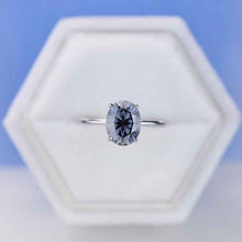 Load image into Gallery viewer, 2 Carat Dark  Gray Blue  Moissanite 14K White Gold Engagement Promissory Ring
