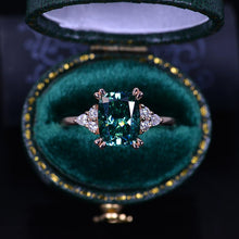 Load image into Gallery viewer, 2Ct Cushion Green Moissanite Vintage Engagement Ring

