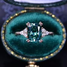 Load image into Gallery viewer, 2Ct Cushion Green Moissanite Vintage Engagement Ring
