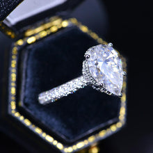 Load image into Gallery viewer, 4 Carat Pear Cut Giliarto Moissanite Hidden Halo Engagement Ring
