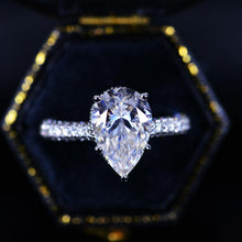 Load image into Gallery viewer, 4 Carat Pear Cut Giliarto Moissanite Hidden Halo Engagement Ring
