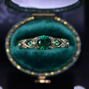 14K Yellow Gold Emerald Celtic Engagement Ring