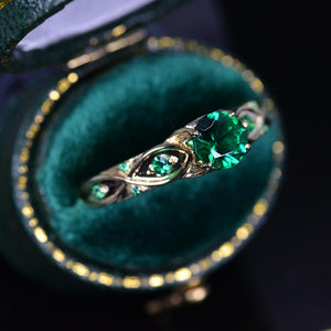 14K Yellow Gold Emerald Celtic Engagement Ring