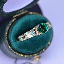 Load image into Gallery viewer, 14K Yellow Gold Emerald Celtic Engagement Ring
