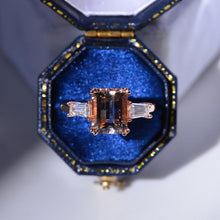Load image into Gallery viewer, 3 Carat Emerald Cut Genuine Peach Morganite Engagement Ring
