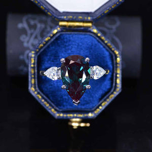 5.5 Pear Cut Alexandrite White Gold Engagement Ring