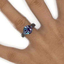 Load image into Gallery viewer, 14K Black Gold 3 Carat Alexandrite Celtic Engagement Ring
