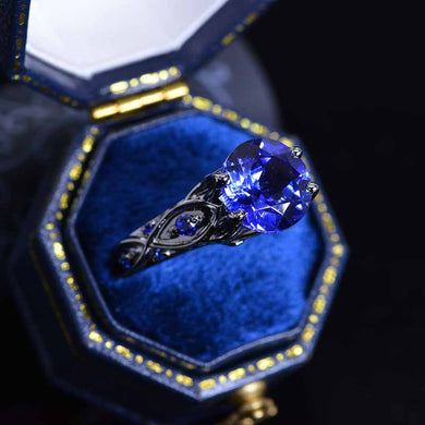 14K Black Gold 3 Carat Sapphire Celtic Engagement Ring
