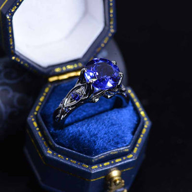 14K Black Gold 3 Carat Sapphire Celtic Engagement Ring