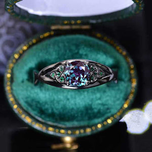 14K Black Gold Celtic Engagement Ring with Alexandrite