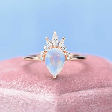 Pear Cut Genuine Moonstone Ring