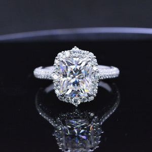 4Ct Moissanite Engagement Ring Halo Radiant Cut Moissanite Engagement Ring