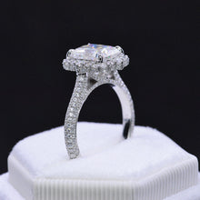 Load image into Gallery viewer, 4Ct Moissanite Engagement Ring Halo Radiant Cut Moissanite Engagement Ring
