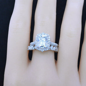 4Ct Moissanite Engagement Ring Halo Radiant Cut Moissanite Engagement Ring