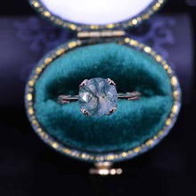 Load image into Gallery viewer, 2 Carat Genuine Moss Agate Leaf Floral Promissory Ring

