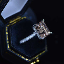 Load image into Gallery viewer, 4 Carat Giliarto Emerald Cut Morganite Hidden Halo Engagement Ring
