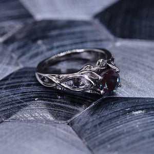 14K Black Gold Alexandrite Celtic Engagement Ring