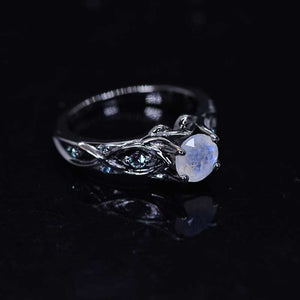 14K Black Gold  Moonstone Alexandrite Celtic Engagement Ring